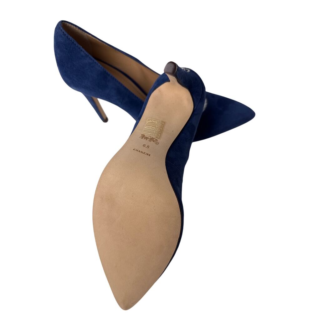 Coach Skyler Pumps Womens 6.5 True Blue Suede Stiletto Heels Pointed Toe Classic - Picture 10 of 14
